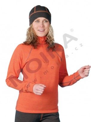 MOIRA Trio dámský rolák se zipem - oranžový se šedými švy -  S